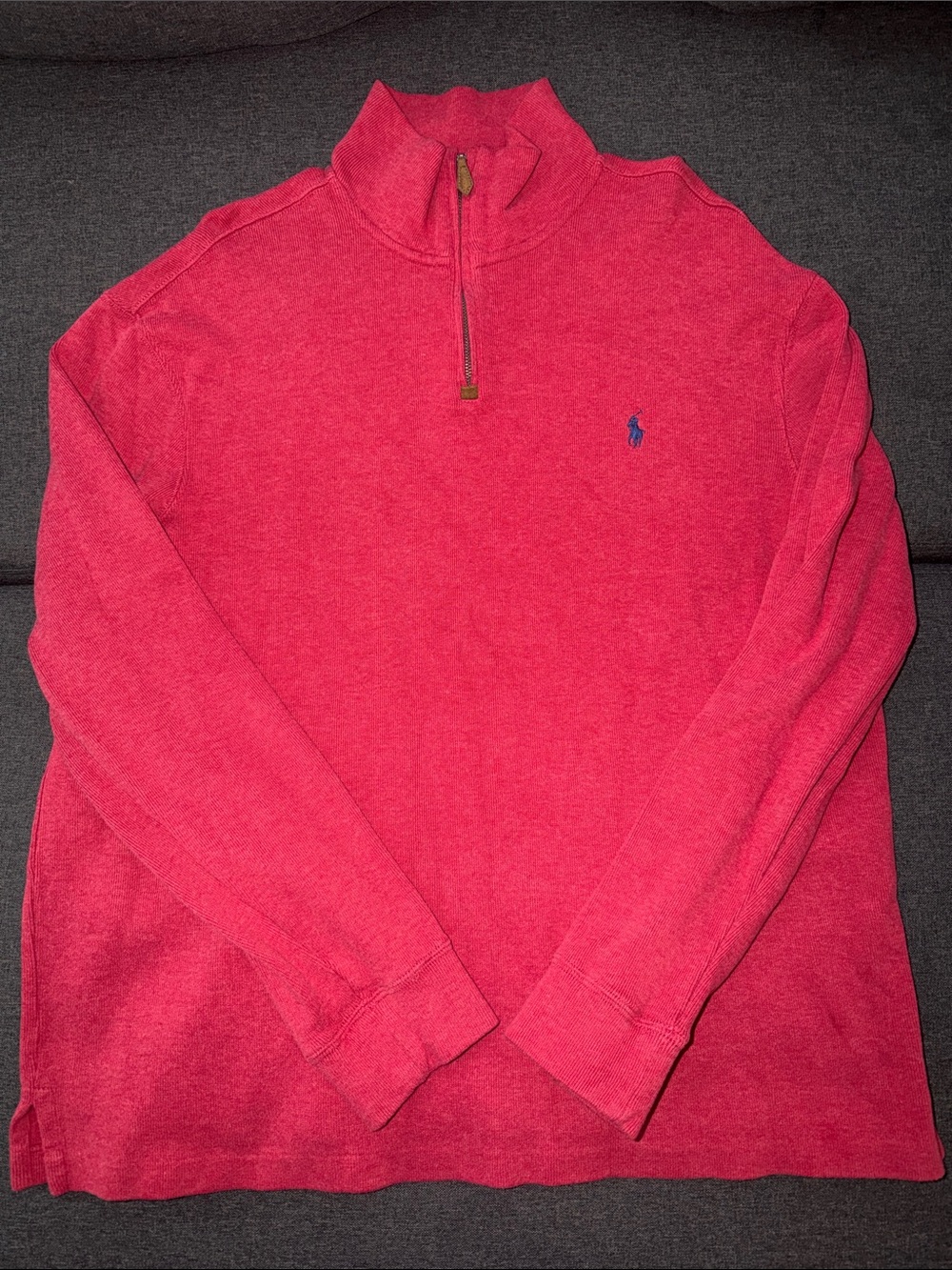 Polo Ralph Lauren Men’s XL Red 1/4 Zip Cotton Pullover Sweater Pony